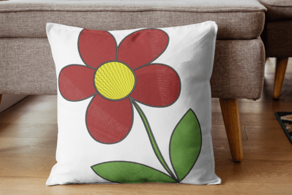 Bold Red Daisy Embroidery Design Digital File