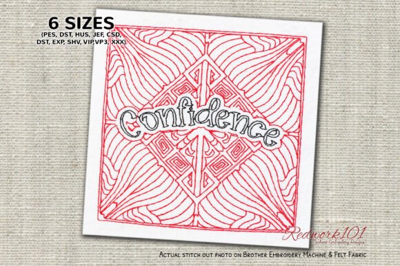Confidence Redwork Mandala