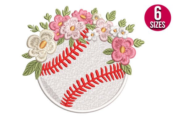 Floral Baseball Embroidery Design