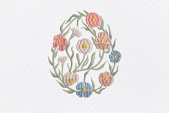 Floral Easter Egg Embroidery Design