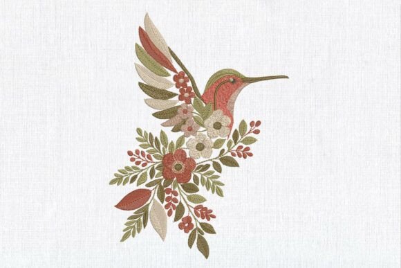 Floral Hummingbird Embroidery