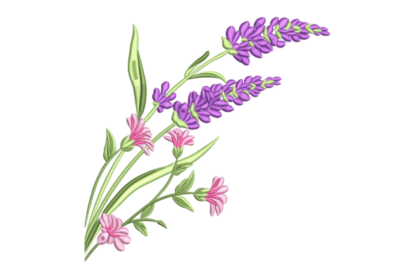 Lavender Pink Flowers Embroidery Design
