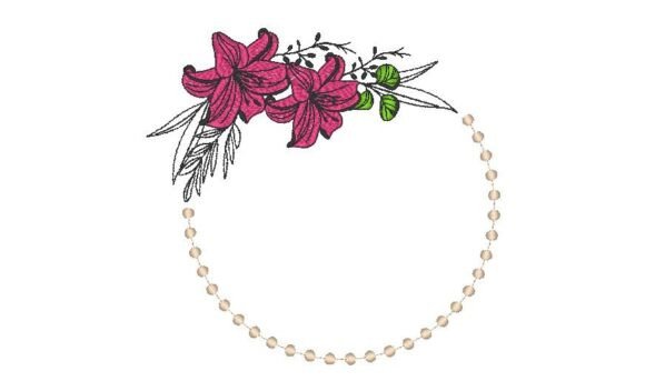 Pink Floral Wreath Embroidery Design
