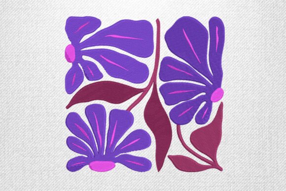 Purple Blooms Embroidery Design