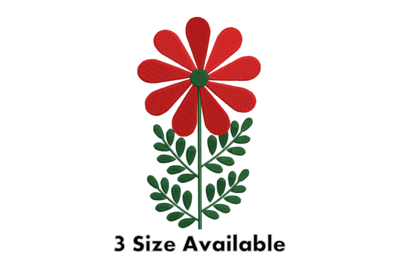 Red Daisy Flower Embroidery Design