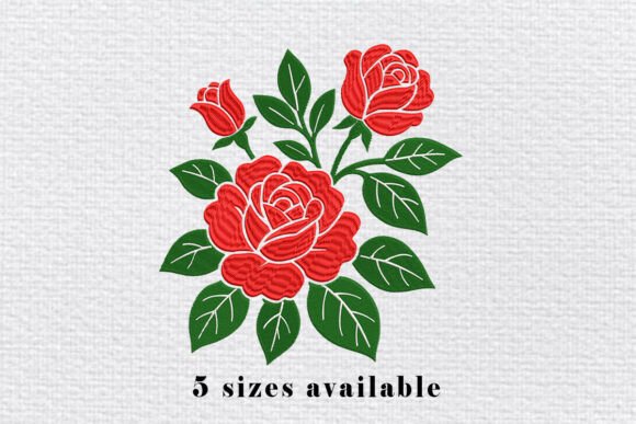 Red Rose Embroidery Design