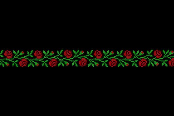 Rose Cross Stitch Border Embroidery