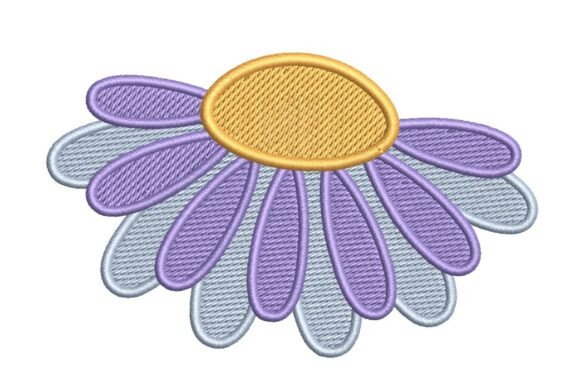 Stylized Pastel Daisy Flower Embroidery Design