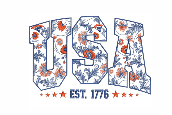 USA, Independence Day Embroidery Design